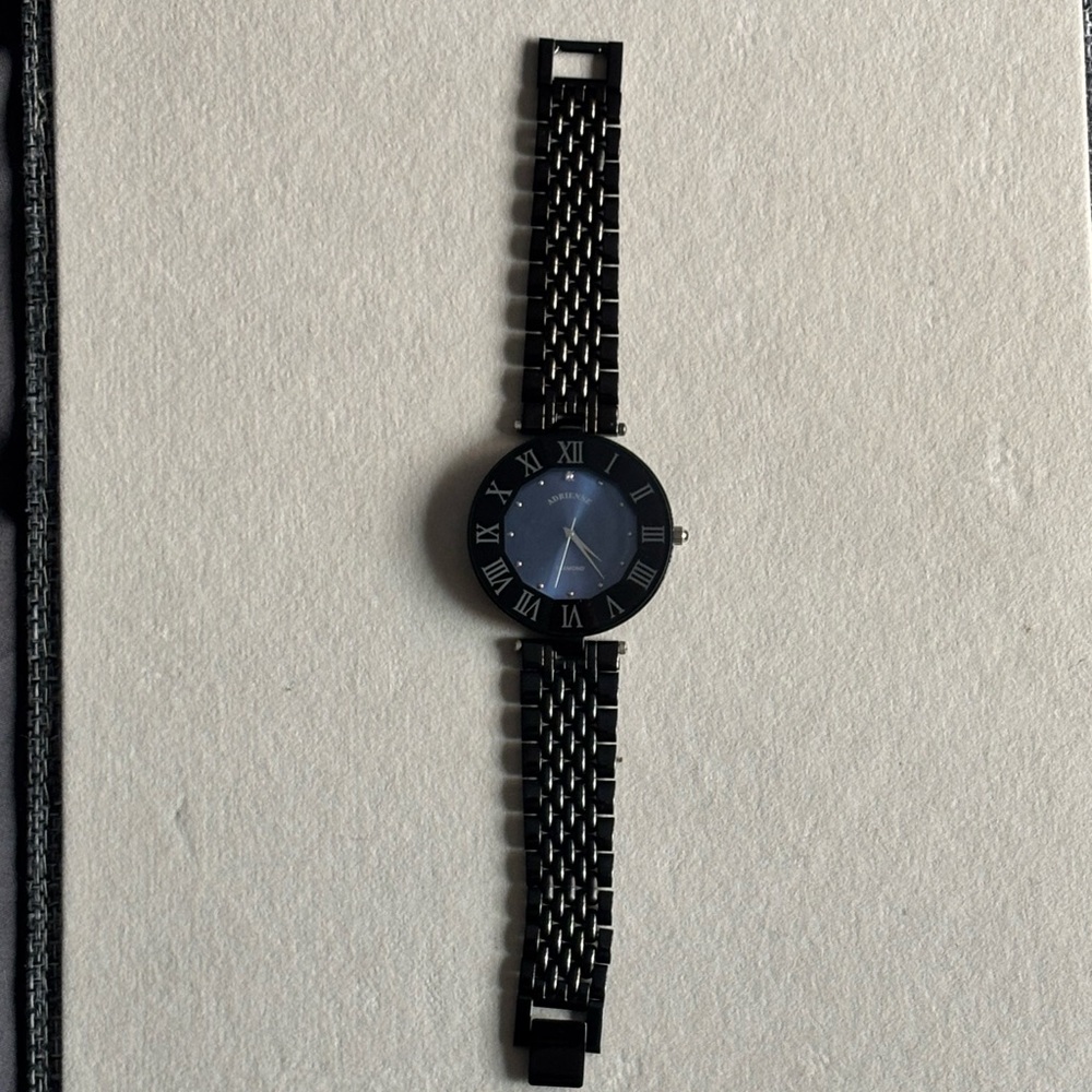 Adrienne Black and Silver Men's Watch